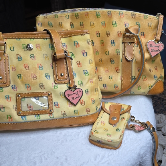 Dooney & Bourke Handbags - Dooney & Bourke Yellow Tote with Multi-Color Accents